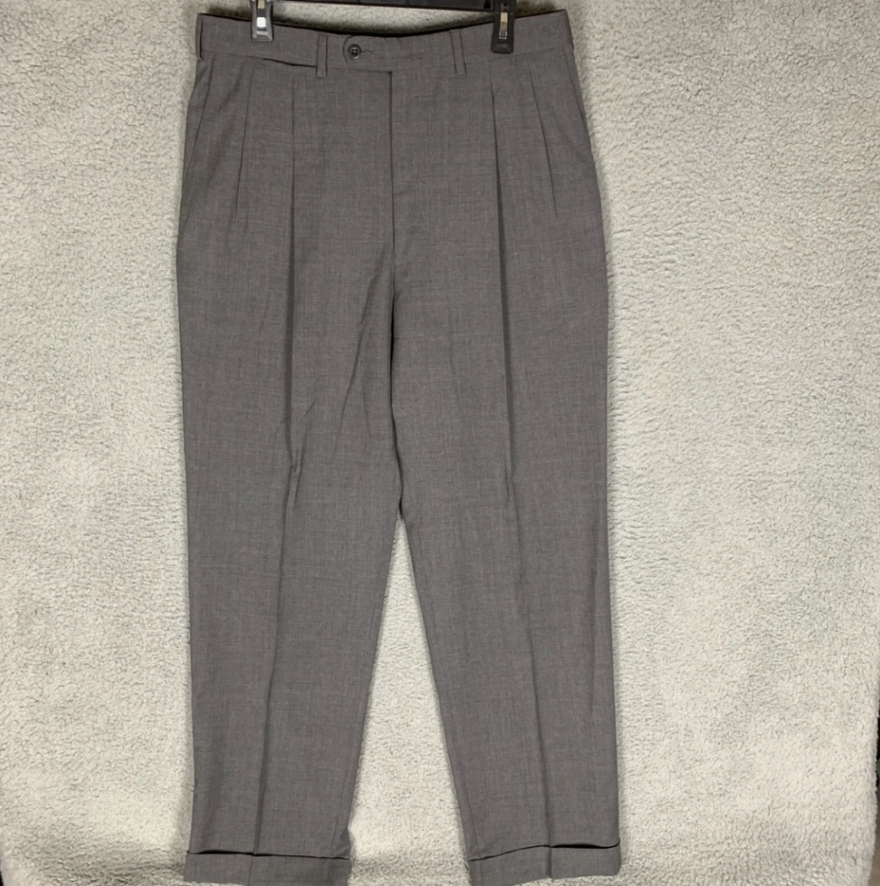 Ermenegildo Zegna Gray Dress Pants with Classic Straight-Leg